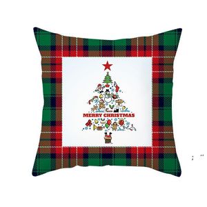 Christmas Red Green Plaid Pillowcase Santa Claus Peach Skin Pillow Cushion Home Pillowslip Decorations 10 styles JJB11240