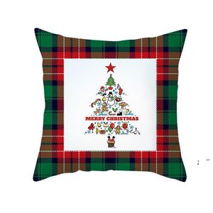 Jul Röd Grön Plaid Pillowcase Santa Claus Peach Skin Pillow Cushion Hem Pillowslip Decorations 10 stilar JJB11240