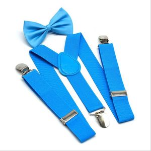 Barn suspenders bow tie set boys tjejer hänger elastiska y-suspenders med slips modebälte barn baby retro