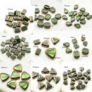 Luck Leaf Emerald Through hole bead Glass crystal Crystal stone flat back Rhinestone Loose green Garment Beads For Jewelry Acces