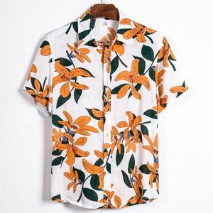 Verão homens plus size floral de manga curta camisa estilo coreano estilo fino casual