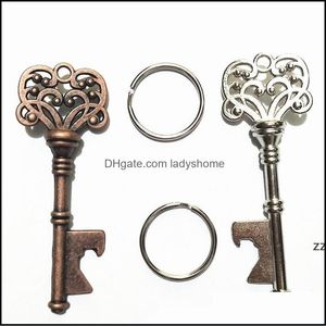 Öppnar Kökverktyg Kök, matbar hem GardenVintage Keychain Key Beer Bottle Opener Coca Can Opening Tool With Ring eller Chain HWD8