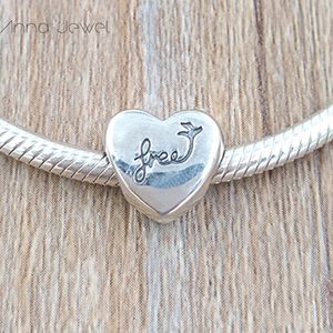 DIY charms for septum jewelry making supplies Freedom heart Charm pandora Sterling silver bracelets women bangle chain bead pendant necklace mother day gift 791967