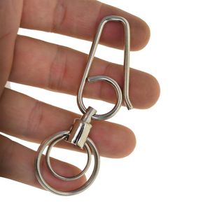 Keychains Unique Creative Simple Strong Biker 304 Stainless Steel Wire Fish Hook Swivel Keychain Keyring House Warming Gift Key Organizer