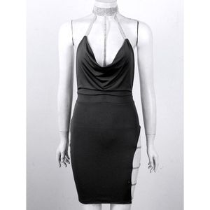 Casual Kleider Frauen Mode Sommer Kleid 2021 Sexy Neckholder Low Cut Aushöhlen Backless Chic Cocktail Party Club Kostüm Vestidos