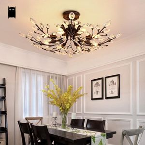 Wholesale romantic country for sale - Group buy Ceiling Lights Black Iron Crystal Flower Light Fixture Rustic Country Contemporary Romantic Plafon Lustre Avize Lamp Dining Bed Room