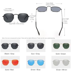 클래식 반사 선글라스 남자 육각 레스토리 태양 안경 스테인레스 스틸 안경 oculos gafas de sol shades