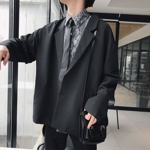 Корейский стиль, весенняя мужская модель, лаконичная верхняя одежда, шикарные западные пиджаки, свободные пальто, мужские повседневные пиджаки M-XL 210524
