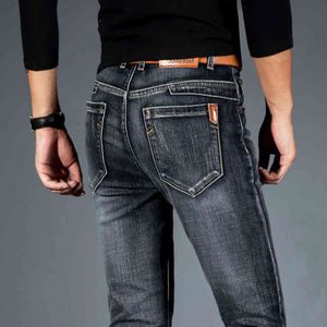 Vår Höst Mäns Smart Elastic Business Fashion Straight Regular Stretch Denim Trousers Men Jeans Plus Size 28-40
