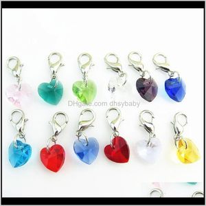 Charms Целые SaleWholesale 12 -месячный кристальный камень для родов плавучий свинцовый шарм для Diy Sier Lobster Clasp Penden