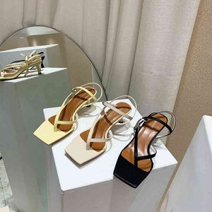 Fashion Women Sandals Clip Toe Thin High Heels Elegant Pumps Ladies Narrow Band Design Black Beige Yellow Pumps Shoes Woman 210513