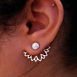 2021 Lotus Crystal Jacket Flower Stud Earrings For Women fashionJewelry Double Sided Gold Silver Plated earring