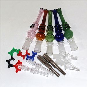 Narghilè in vetro Nectar Mini Cannucce per acqua con chiodo in titanio Per accessori per fumatori Dab Rigs Tubi per bong in silicone