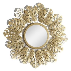 Зеркала Висит круглая настенное зеркало Золотой лист макияж ротанга инновационные художественные украшения для гостиной спальня офис