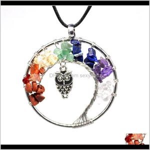 Rock Reiki 7 Chakra Albero della vita Collana con pendente Arcobaleno Cristallo Quarzo Gemma naturale Pietra fatta a mano Filo avvolto Uomo Donna Qylerb 88Jk Cqavf