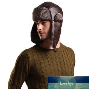 Bomber Hüte Winter Männer Warme Russische Uschanka Hut mit Ohrenklappe Pu Leder Pelz Trapper Kappe Ohrenklappe Fabrik Preis Experten Design Qualität Neueste Stil Original Status