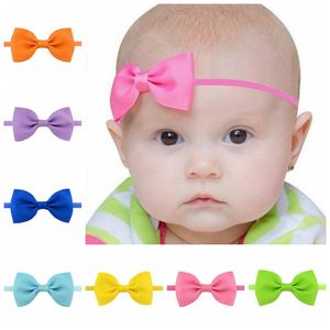 Baby Headbands Bowknot Głowy Zespoły Kids Girls Grosgrain Elastyczne Hairbands Wstążka Mały Kłębek Pałąk Dzieci Akcesoria do włosów dla Toddler Kha66