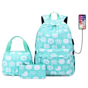 Dreiteiliger Rucksack aus Polyester, wasserdicht, für Damen, Gymnasiasten, Schultasche