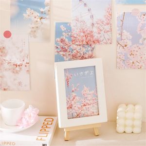 Väggklistermärken 15st Ins-stil Sakura serie Papperskort Klistermärke Väggar Japansk kultur Litterär Skönhet Rum Dekoration Tillbehör Hoom Decor