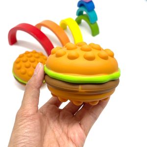 2022 3D Fidget Toy Sensory Stress Ball Bubble Hamburgers Balls Hand Exercise Anxiety Relief Focus Squeeze Toys for Girls Kids Toddlers Autism ADHD and More