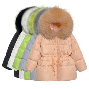 Dames Down Parka Jas Winter Big Real Raccoon Fur Hooded Duck Coat Dikke Dames Vrouwelijke Uitloper