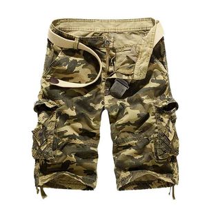 Camouflage Loose Cargo Shorts Men Sommar Militär Camo Kort Byxor Homme US Storlek 210713
