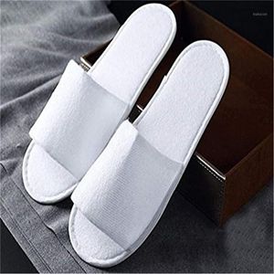 Bath Mats 10 Pairs Spa El Guest Slippers Open Toe Towelling Disposable Terry Style Fit Size For Men And Women White