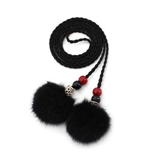 Gürtel Geflochtenes Fell Für Frauen Leder Taille Kette Hairball Nette Candy Farbe Elegante Damen Jugend Mädchen Cinturones Mujer