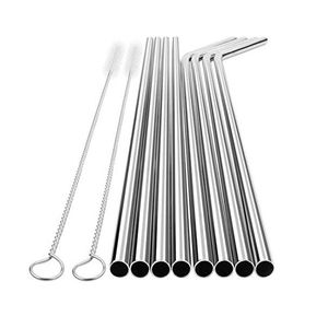 100pcs Stainless Steel Steel Drinking Straws 8.5" Reusable ECO Metal Straw Bar Drinks Party DH9487