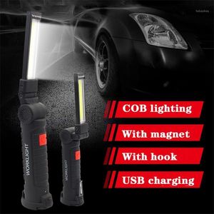 Flashlights Torches COB Work Light Portable LED USB Rechargeable Repairing Camping Lamp Magnetic Base 5 Modes Strong Lighting