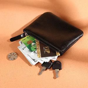 HBP Mini myntväska för män och kvinnor Ultratunn mynt med dragkedja Kort liten plånbok Handväskor i mjukt läder Nyckelväska Korthållare