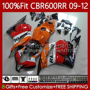 Carenature OEM per HONDA CBR 600 CBR600 RR CC F5 2009 2010 2011 2012 Corpo 69No.100 CBR 600F5 600RR 600CC 2009-2012 CBR600RR 09 10 11 12 Repsol arancione Stampo ad iniezione Carrozzeria