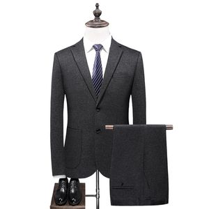 Mężczyzna Slim Ślub Prom Tuxedo Mężczyźni Formalne Work Wear Garnitury Męskie Business Casual Wool Suit 2-częściowy zestaw Kostium Homme Luxe
