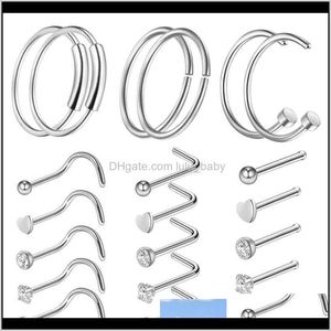 & Studs Body Delivery 2021 Diamond Anti Allergy Nasal Ring Nose Stud Screws Rose Ball Rings Women Piercing Hoop Jewelry Drop Ship Lqpyz