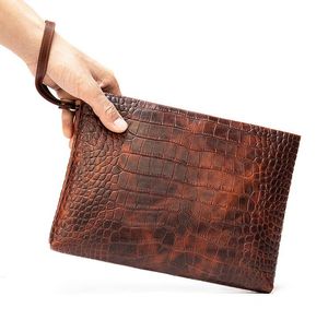 Großhandel Herrenhandtaschen echte Ledergeschäftsklammeren Brieftaschen Krokodilmuster Cowhide -Umschlagbeutel Männer Clutch -Geldbörse Cominu9 195