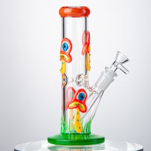 8 Inch Hookahs Glow in the Dark Glass Bong Straight Perc 18mm Female Joint Oil Dab Rigs 5mm Thick Water Pipes With Diffused Downstem & Bowl