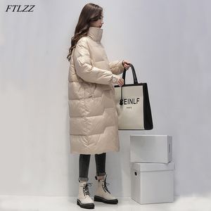 Long Jacket Women 90% White Duck Down Parka Winter Blue Coat Female Yellow Thick Warm Outerwear 210423