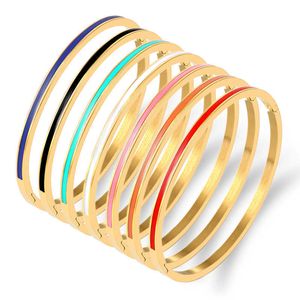 Simple Colorful Enamel Design Bracelet & Bangles for Women Stainless Steel Bangle Gold Boho Jewelry Bijoux Pulseiras Gift Q0719