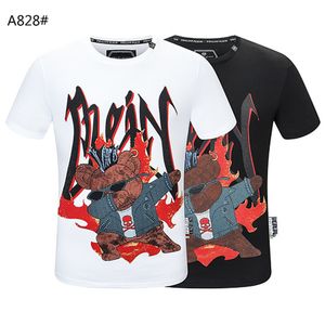 NEU Phillip Plain Männer Designer PP Skull Diamond T-Shirt Kurzarm Dollar Braunbär Marke T-Shirt O-Ausschnitt hochwertige Skulls T-Shirt T-Shirts Tops P828