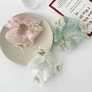 Butterfly hair circle embroidered Headband Headdress simple and versatile pig large intestine circle sweet hair accessories