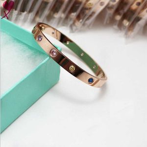 Screw Bangles Titanium Steel Oval Couple Women Color&10&full Stone Rose Gold Bracelets Femme Bijoux Pulseira Without Box Q0717