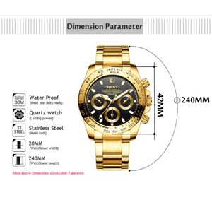 Chenxi Gold Watch Mens relógios homens moda esporte de quartzo relógio impermeável relógio simples relógio simples relógio de pulso relogio masculino q0524