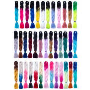 45Colors sintético jumbo trançando a granel de cabelo 24 polegadas 100g ombre dois cor crochet tranças extensões