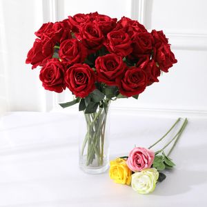 Rose Artificial Flower Wedding Bouquet Simulation Fake Rose Flower Bouquet Artificial Silk Flower Home Party Table Decoration DBC VT0535