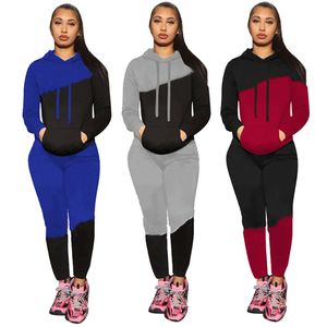 Bomull Jogger Passar Kvinnor Tracksuiter Fall Vinter Kläder Långärmad Outfits Hooded Hoodie + Sweat Byxor Två Piece Set Plus Storlek 2XL Casual Svart SweatSuits 5929