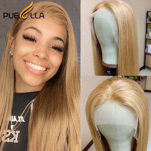 Honey Blonde Brasilian Bury 99J Front Wigs 13x4 HD Spets Frontal Wig For Women Human Hair
