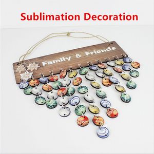 Wholesale Sublimation Christmas Decoration MDF Blank Frame DIY Wooden Lettering White Photo Board Heat Transfer Birthday Reminder Plate Festival Home Pendant A12