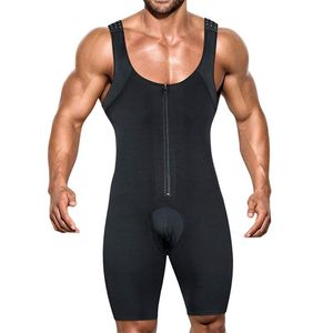 Shapers do corpo dos homens shapewear bodysuit full shaper compressão terno terno respirável zíper corset bulifter perna barriga cinto de controle