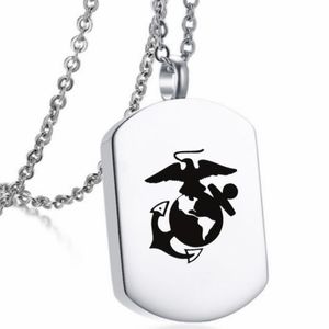 Stainless Steel United States US Marine Corps Navy Cremation Pendant USN Anchor Military Opening Charms Ash Cremains Necklace For Commemorate Relatives And Pets