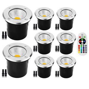 8 Pack 5W Underground Lamps Low Voltage Landscape Light AC/DC 12V/24V 900Lumens Lead LED Lights IP67 Waterproof Outdoor Lighting Garden In-Ground Lamp Deck/Yard/Patio